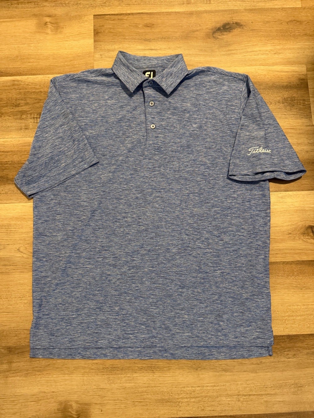 Footjoy Shirt Mens Large Cobalt Heather Blue Titleist Performance Polo Stretch